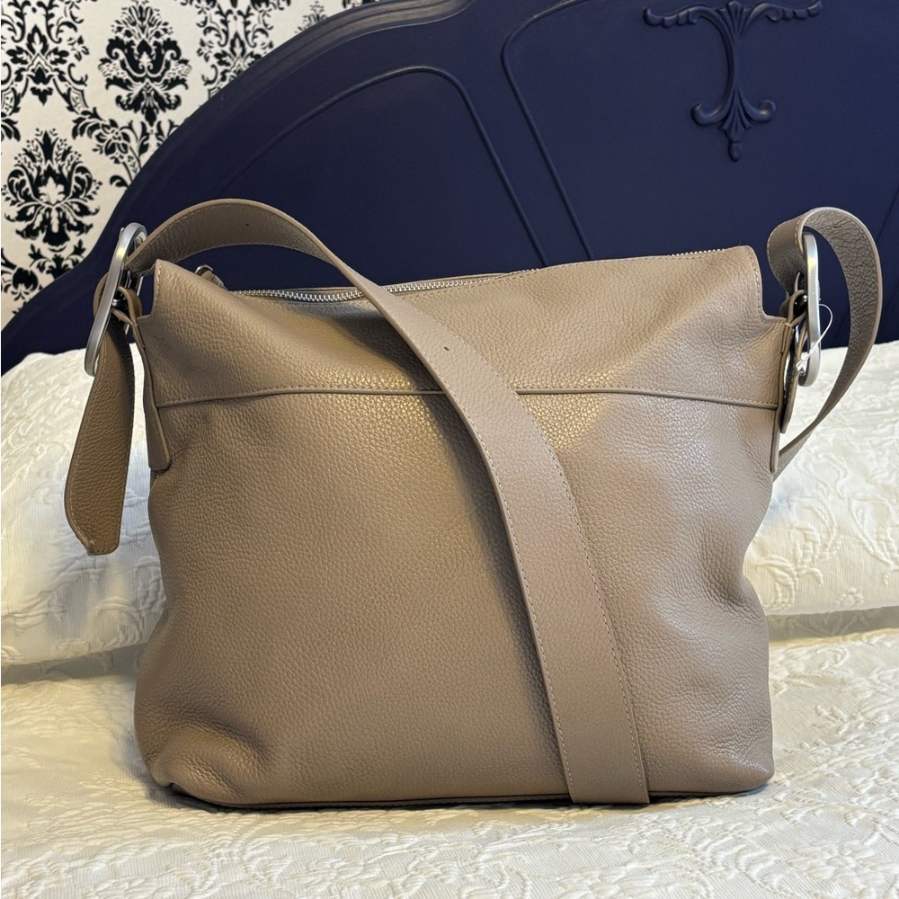 DKNY Taupe Leather Shoulder Bag